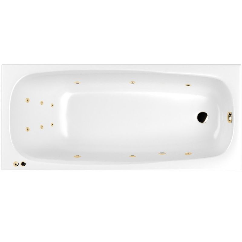 Ванна гидромассажная Whitecross Layla LINE 0102.180080.100.LINE.GL 180x80 (белый глянцевый, золотой), каркас, слив-перелив